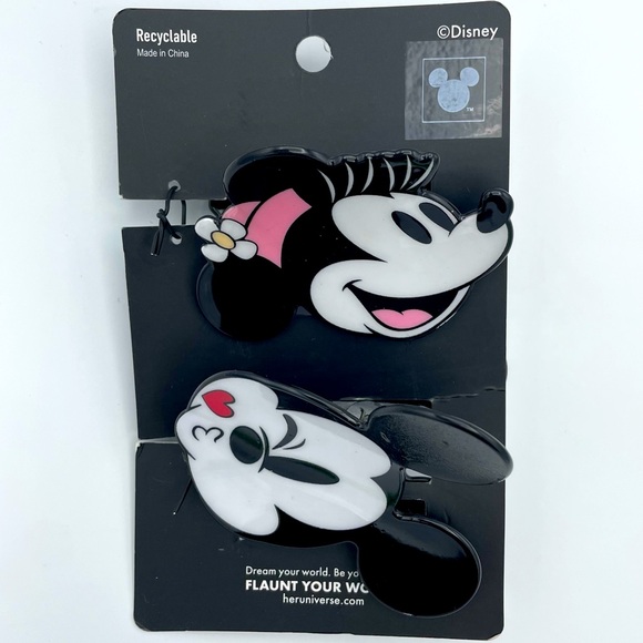 Disney Mickey Mouse & Minnie Mouse Claw Hair Clip Pair NWT - Picture 2 of 3